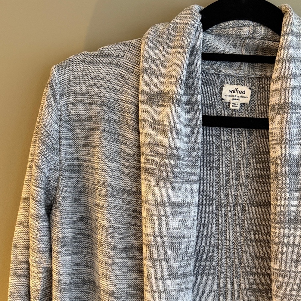 WILFRED Heather Grey Open Front Cardigan Silk & Cashmere size XS - Picture 4 of 10